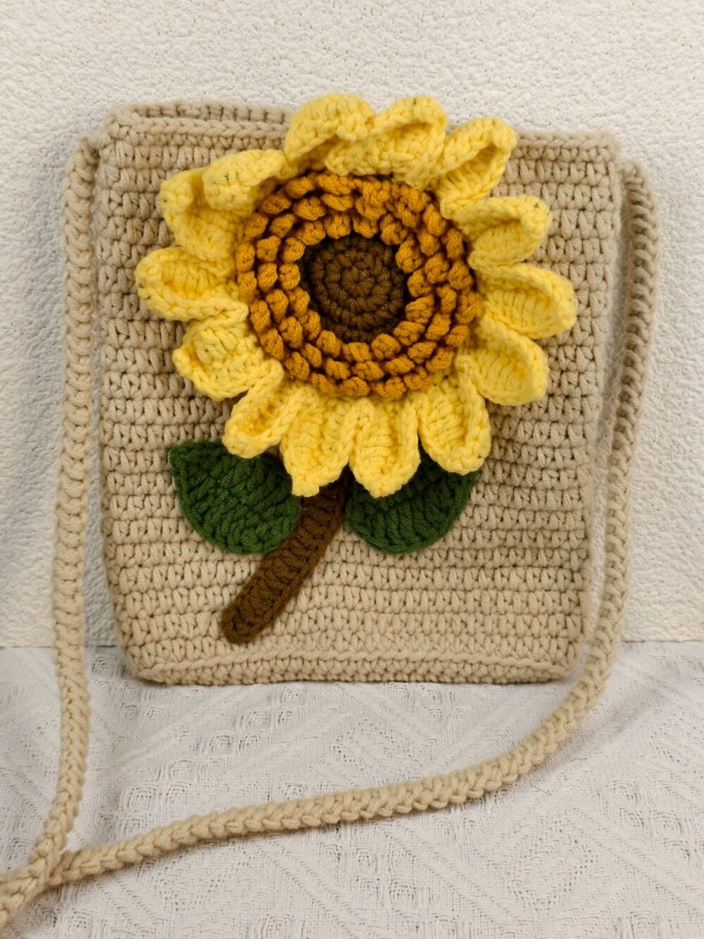 Handmade Crochet Bag Big Sunflower Phone Pouch